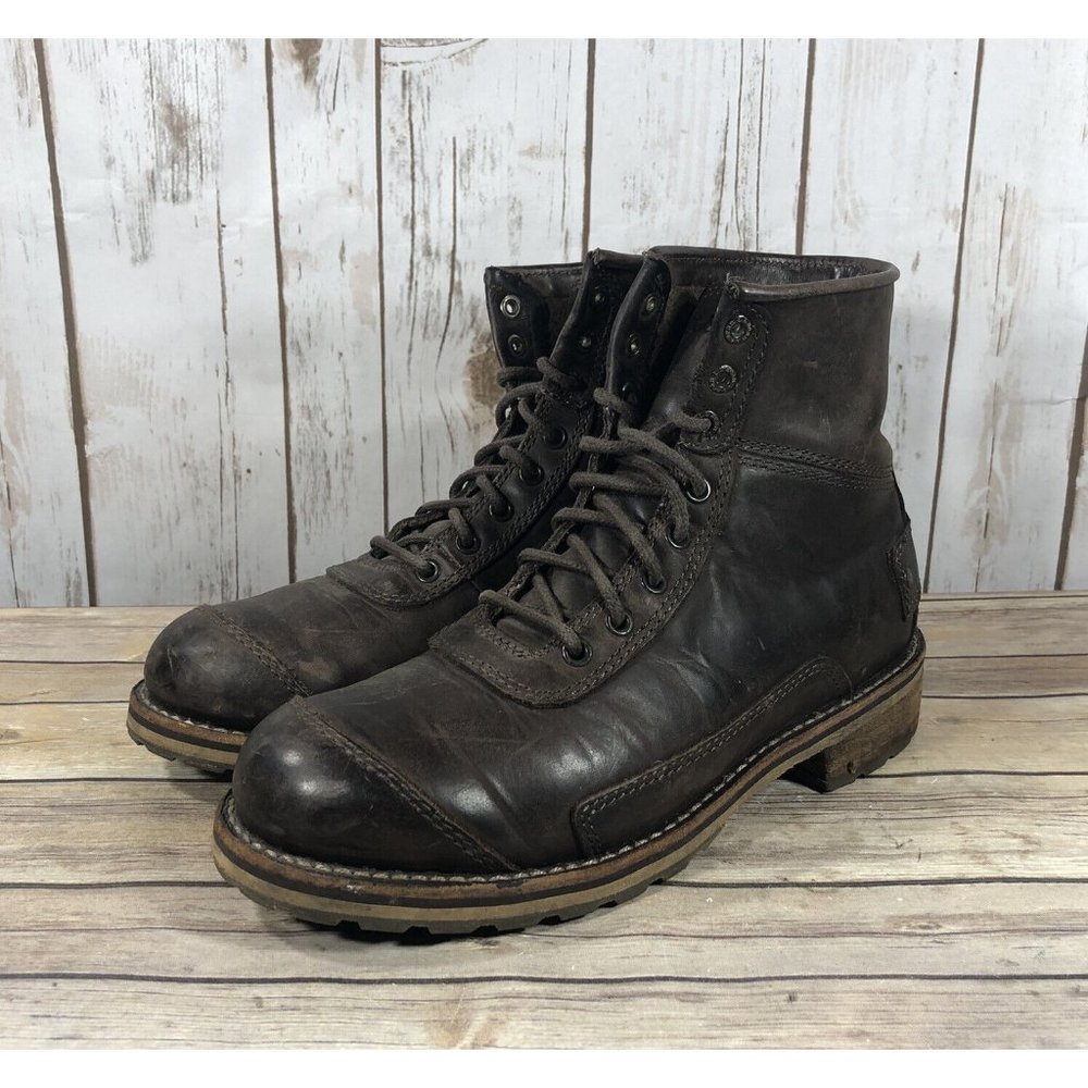 Vintage L.L. Bean Engineer Boots Mens Size 9 Leather Combat 0 JKY8 04 Brown EUC